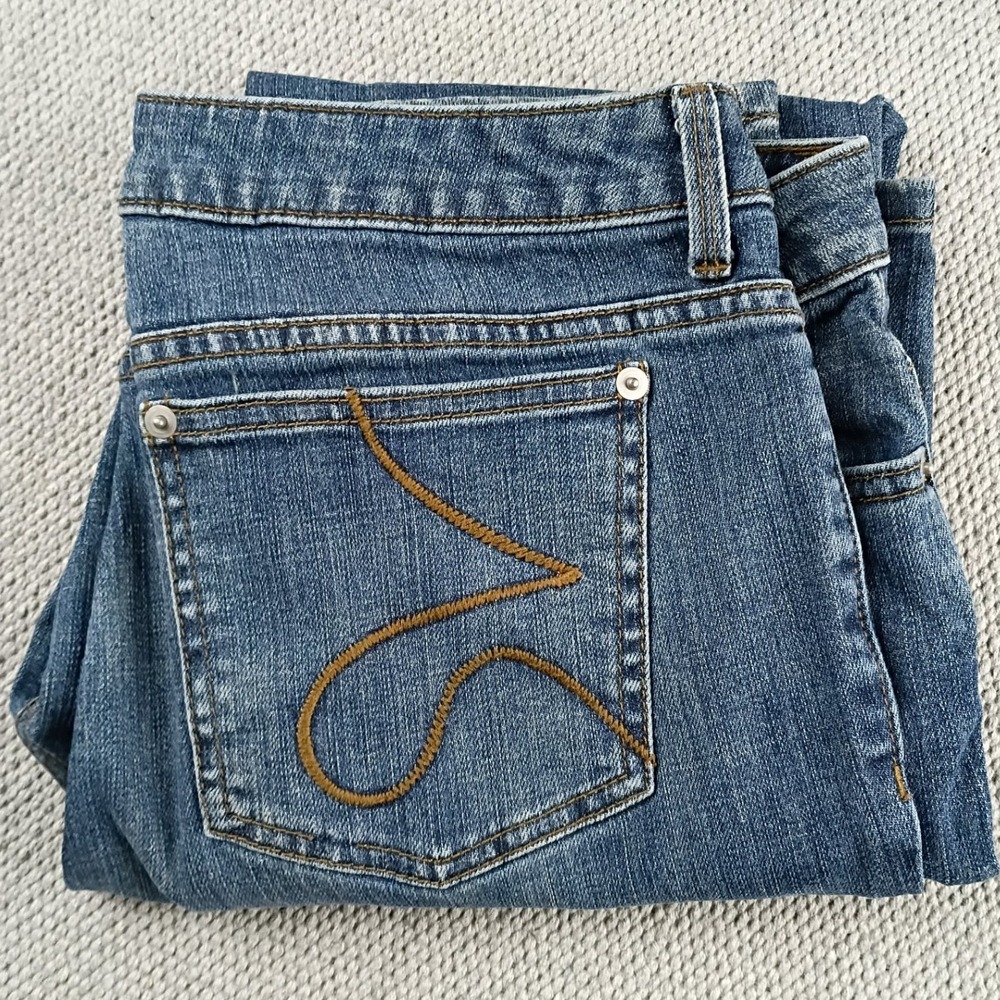 Simply Vera Vera Wang Straight Jeans Womens 8 Blue Embroidered Y2K Denim Pants